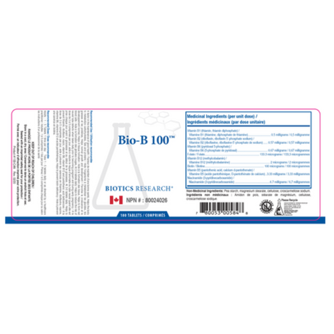 Biotics Research Bio-B 100 label