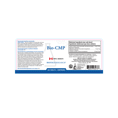 Biotics Research Bio-CMP (Ca, Mg, K) label