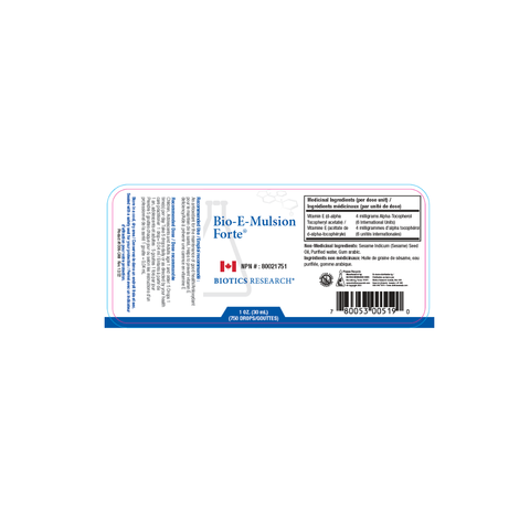 Biotics Research Bio-E-Mulsion Forte Label