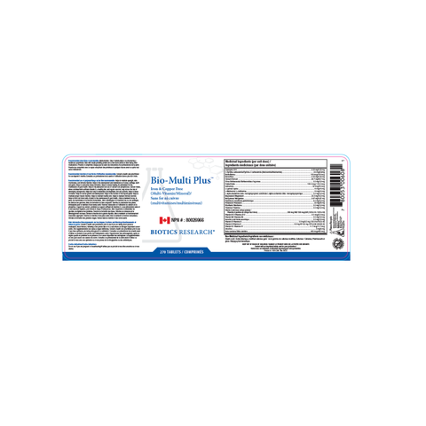 Biotics Research Bio-Multi Plus Fe/Cu Free 270T Label