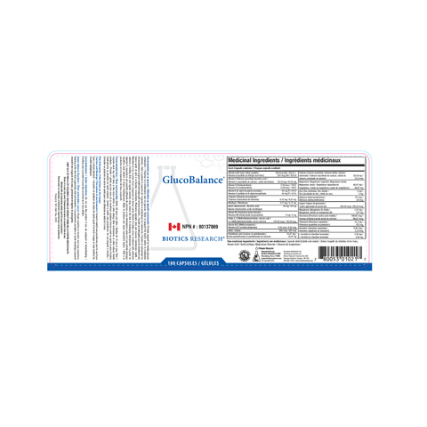 Biotics Research GlucoBalance (Gaby & Wright Formula) 180C label