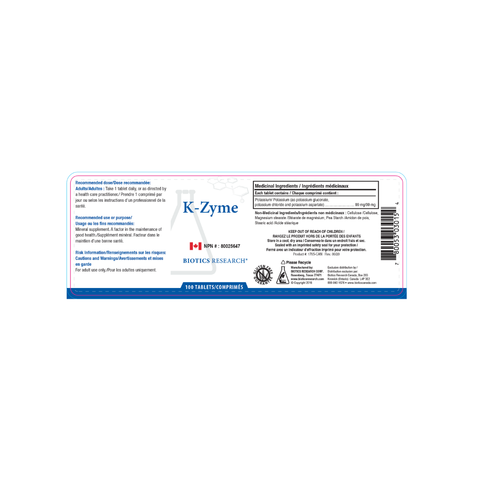  Biotics Research K-Zyme Label