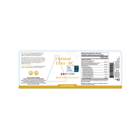 Biotics Research Optimal EFAs BC 120 Capsules label