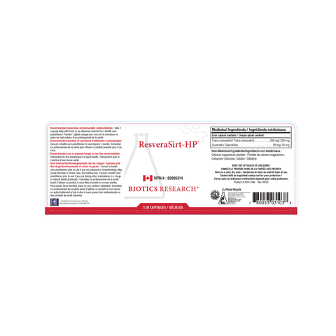 Biotics Research ResveraSirt-HP label