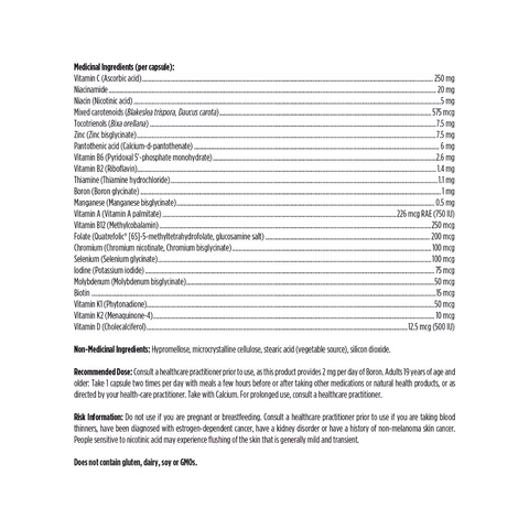 Designs For Health Twice Daily Multi with Boron Ingredients List