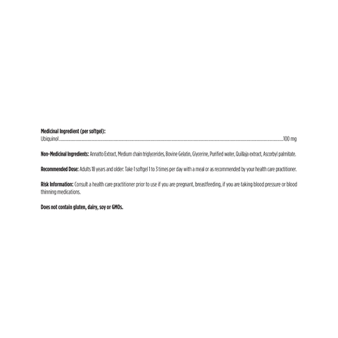 Designs for Health CoQnol 100 Ingredient List