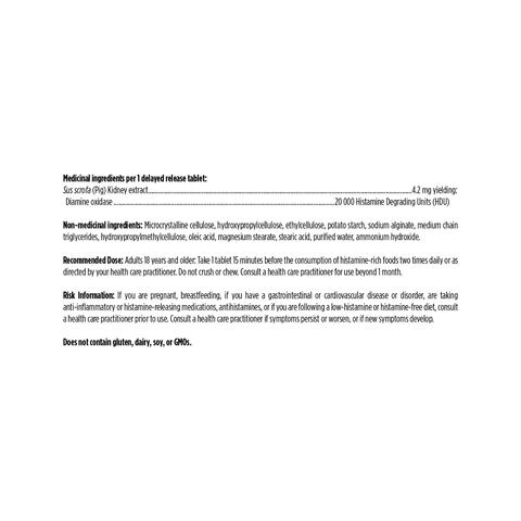 Designs for Health HistaGest-DAO Ingredient List
