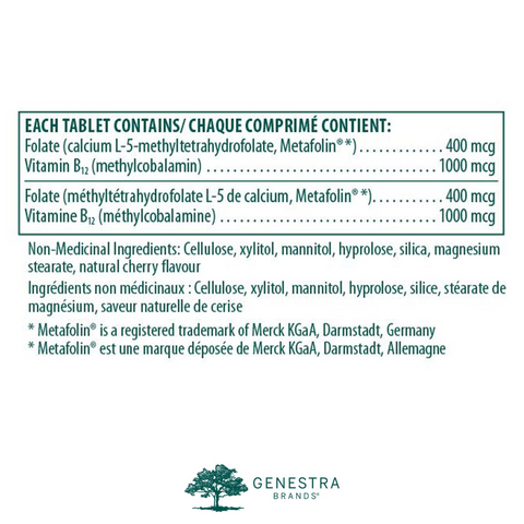 Genestra Active Chewable B12 with L-Methylfolate label 