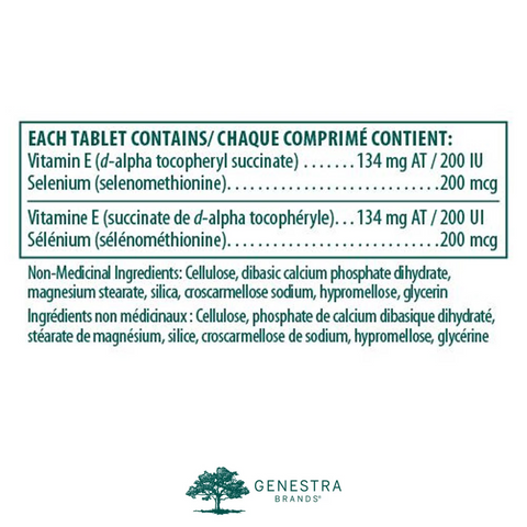 Genestra Selenium + E label