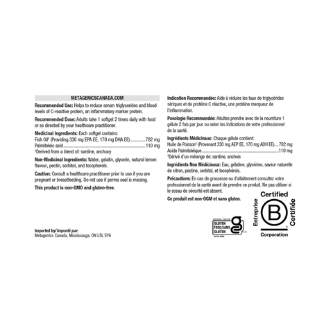 Metagenics OmegaGenics® Fish Oil Mega 10 label