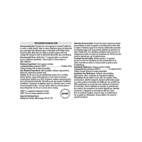 Metagenics UltraFlora® Intensive Care Probiotic label
