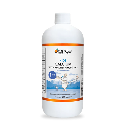 Orange Naturals Kids Calcium with Magnesium, D3 + K2 – Blueberry Blast