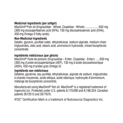 Xymogen Omega MonoPure 650 EC Ingredient List